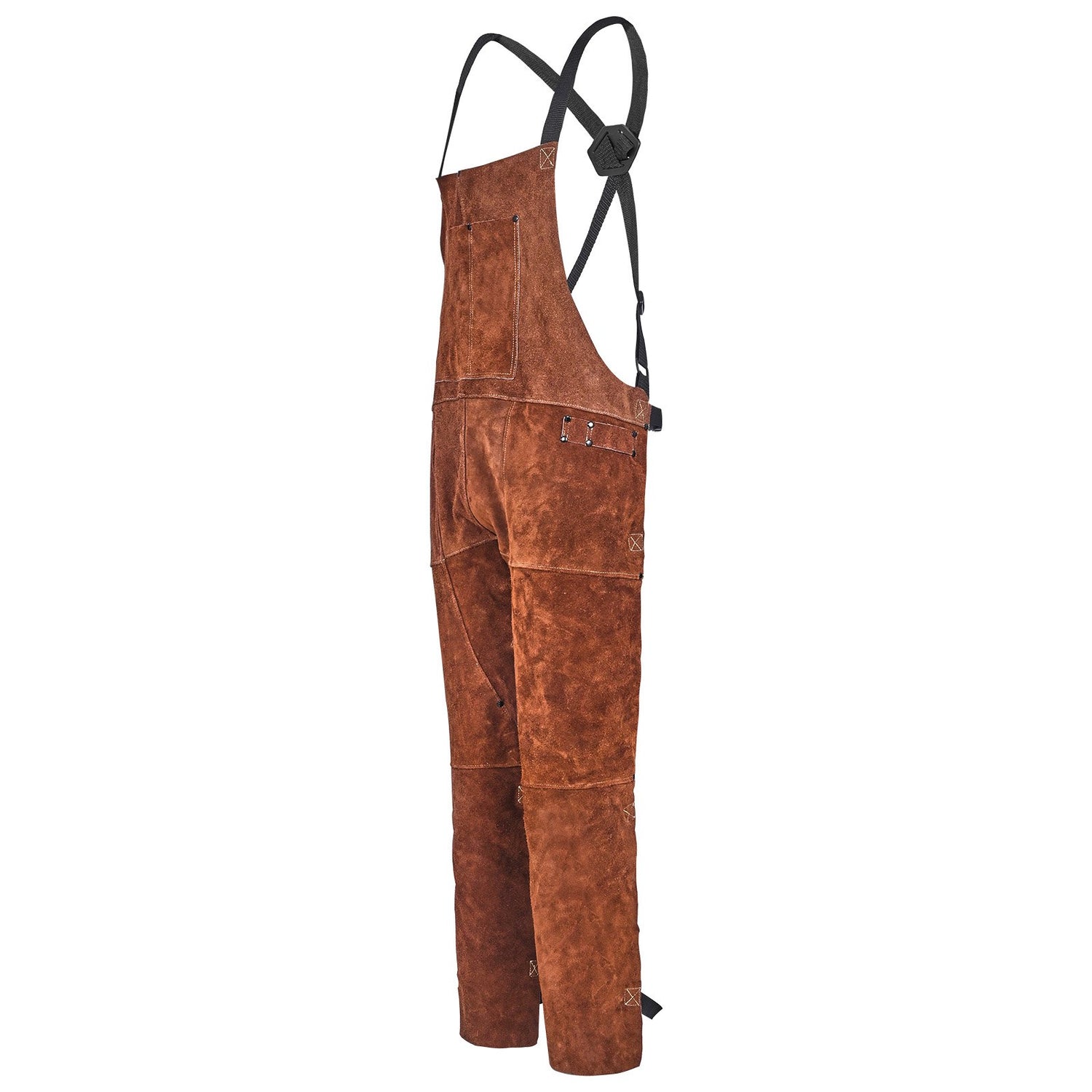 Leather Apron Split Leg Heavy Duty Cowhide Flame Resistant Safety Apron with Pockets