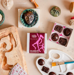 “Celebrate! vegan chocolate sculpture assortment – 12 handcrafted pieces in moon face and horse shapes, dairy-free, plant-based, and decadently smooth