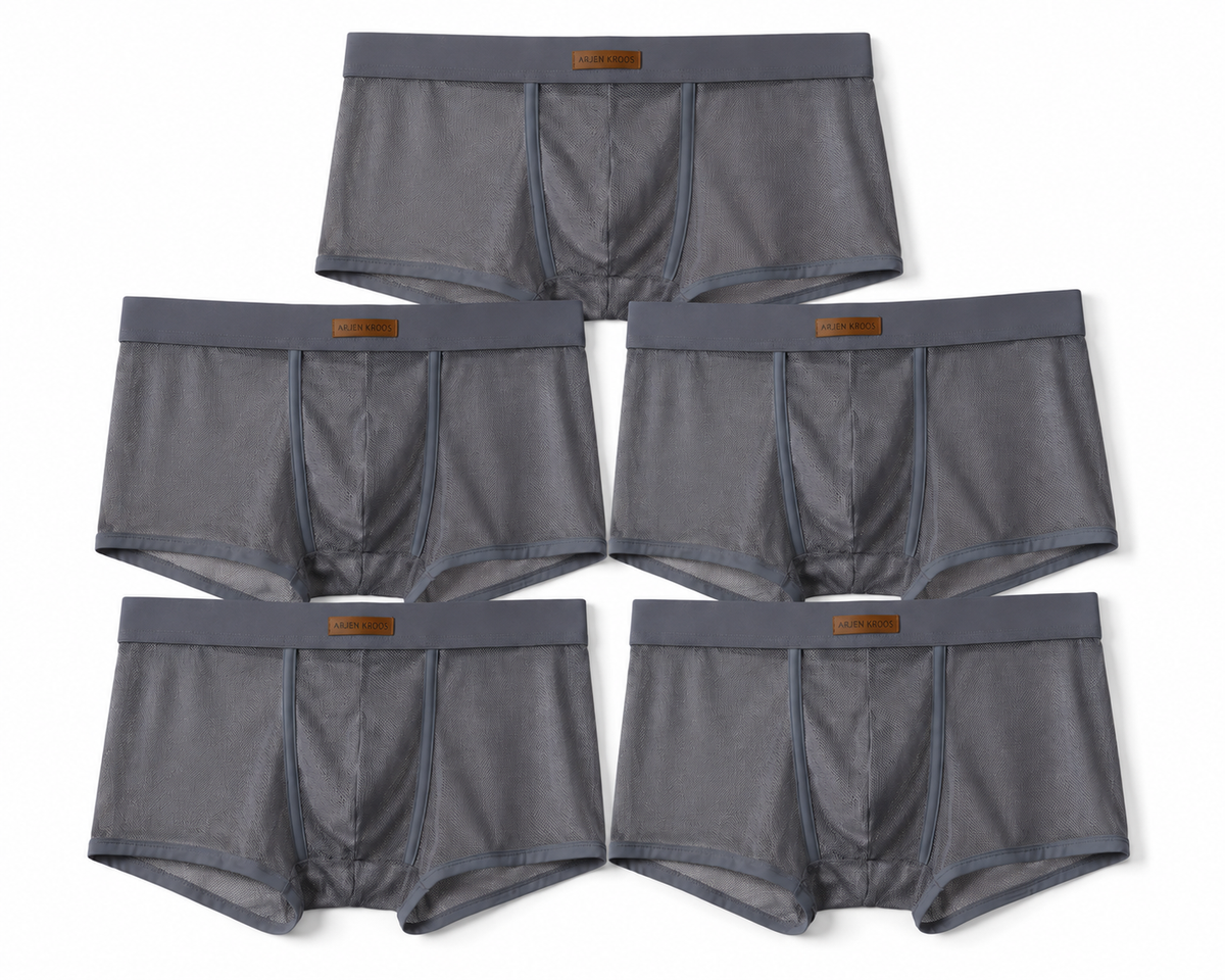 Men’s Anatomic Boxer Brief 5-Pack – Breathable All-Over Mesh, Contoured Pouch, Low-Rise Stretch Trunks