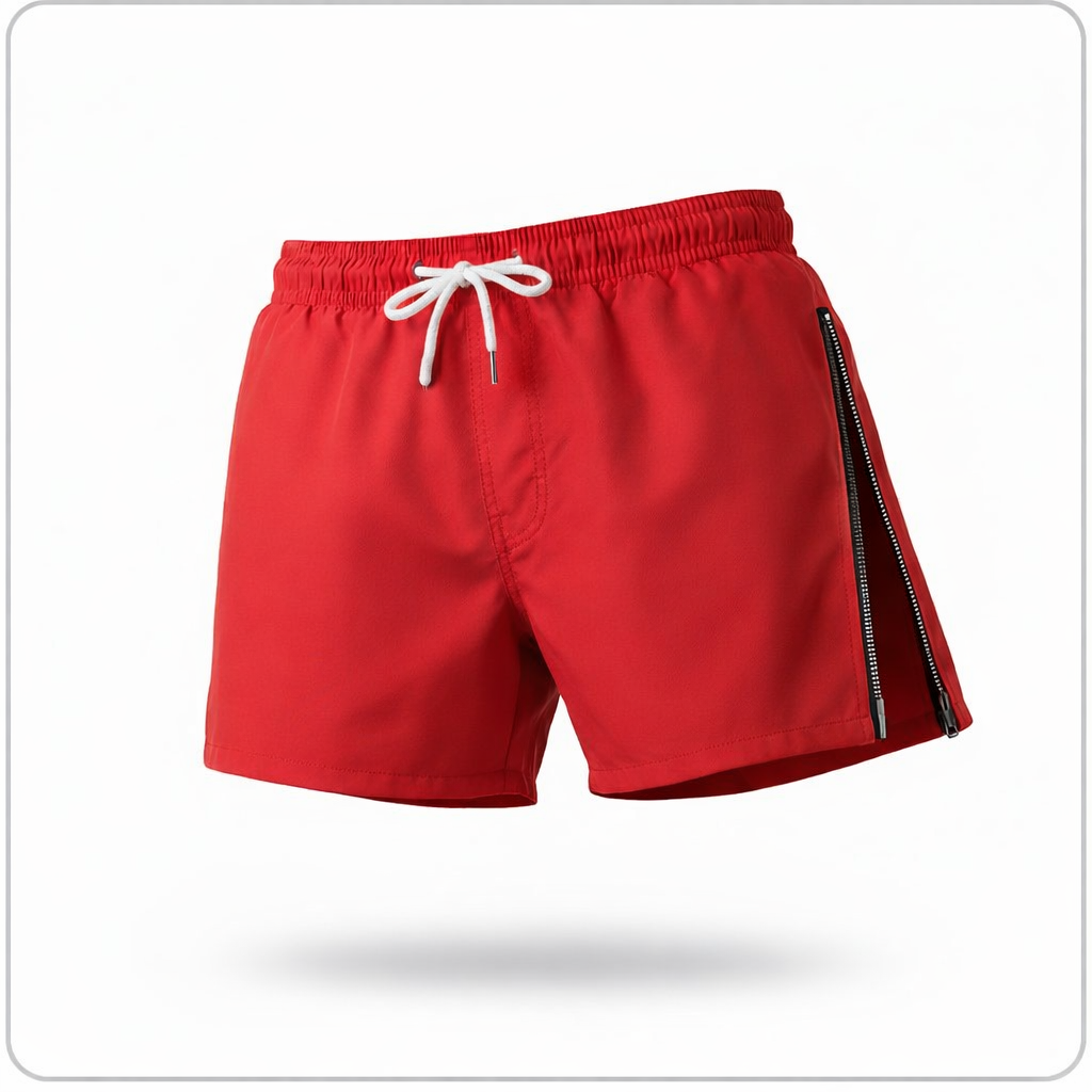 Men’s High‑Split Zipper Quick‑Dry Sports Shorts