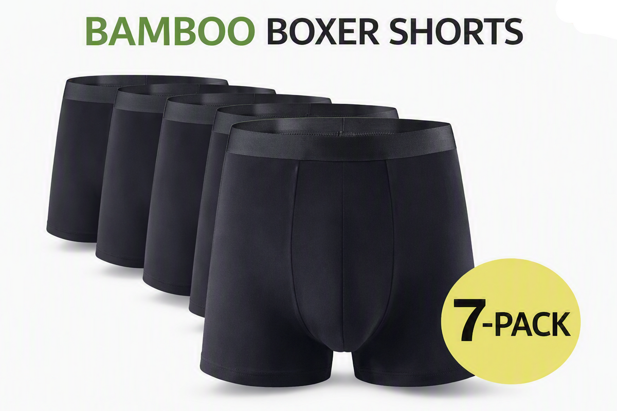 7‑Pack Bamboo Men’s Boxer Shorts · Breathable Soft Stretch Underwear · Everyday Comfort Fit