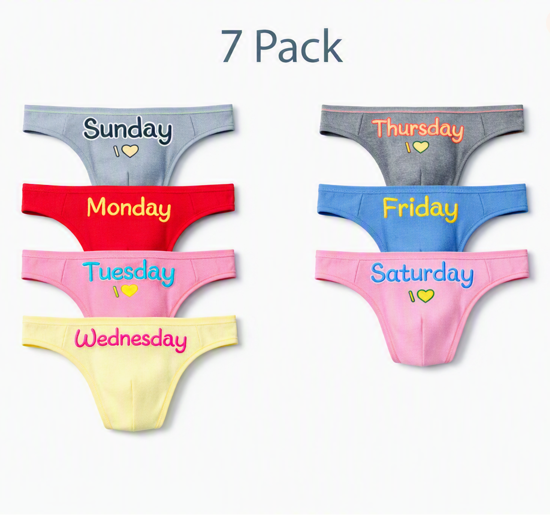Set of 7 Men’s Low‑Rise Thongs | Soft Viscose Stretch - Days of the Week