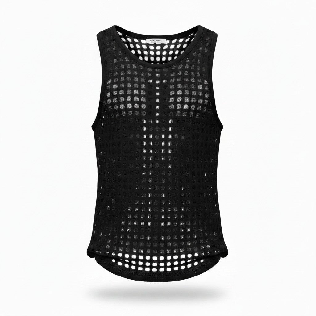 Men’s Hollow‑Out Mesh Tank Top | Transparent Sleeveless