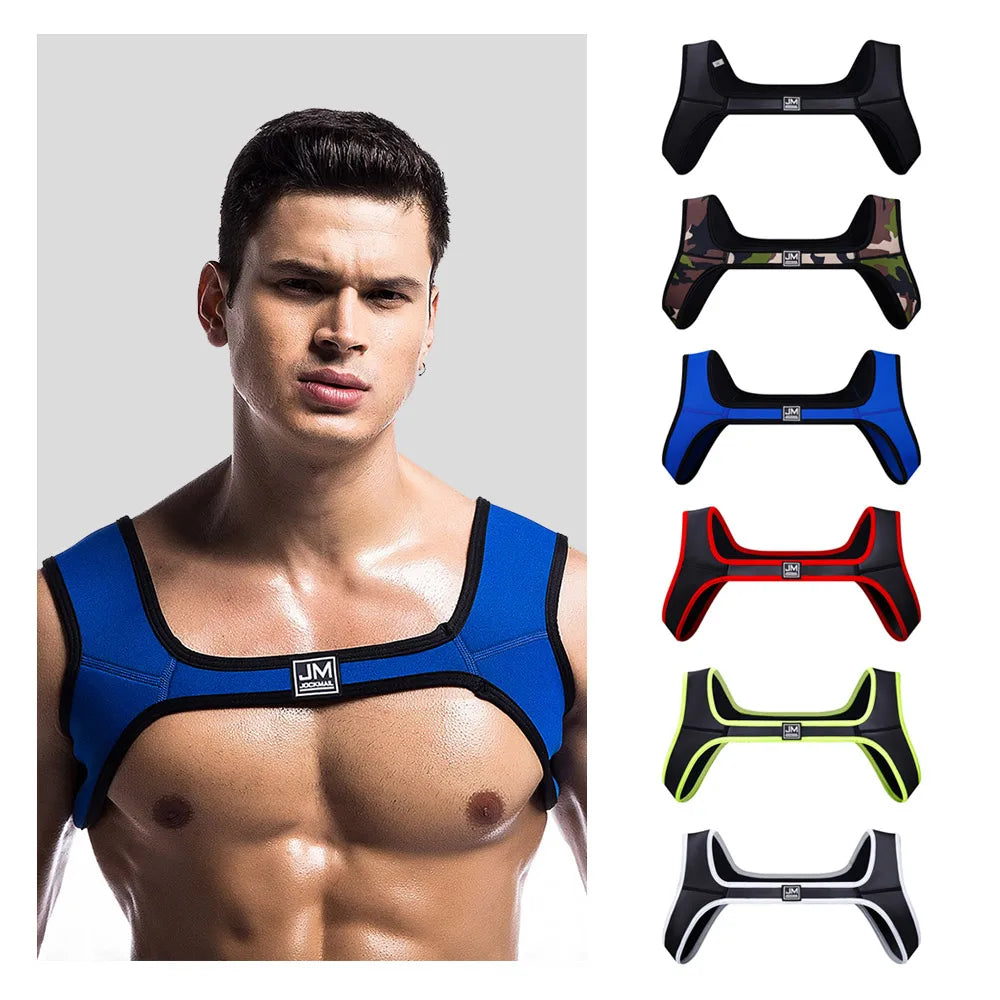 JOCKMAIL Men’s Neoprene Chest Harness – Sport Style Shoulder Harness with Contrast Trim