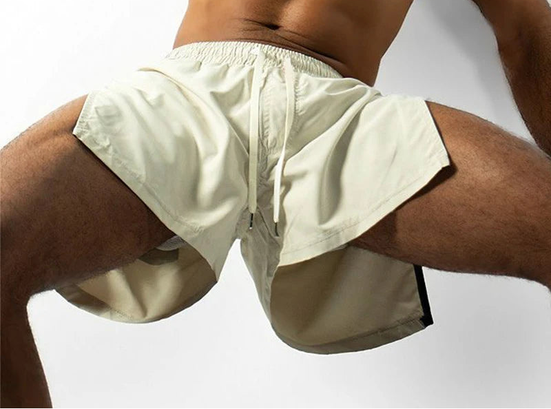Men’s High‑Split Zipper Quick‑Dry Sports Shorts