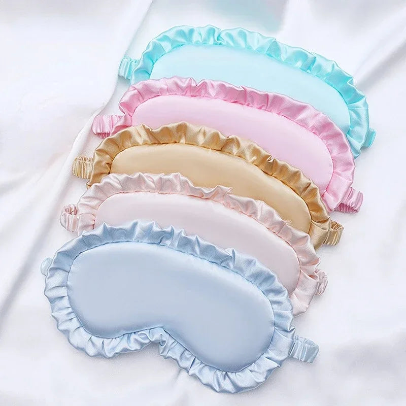 Silky Sleep Eye Mask with Ruffle Strap | Soft Blackout Eye Cover