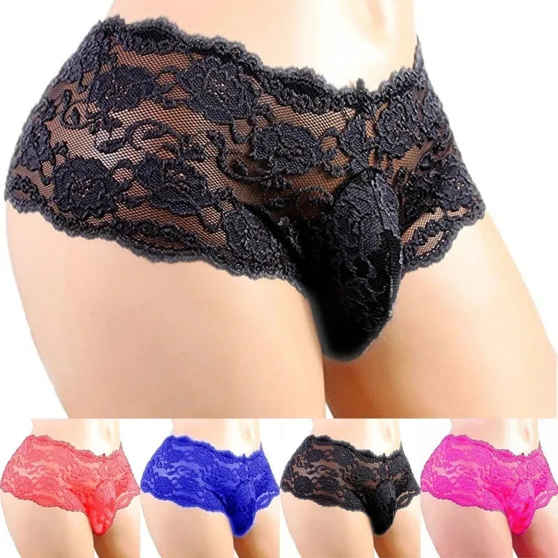 Men’s Lace Low‑Rise Briefs | Breathable Stretch Underwear