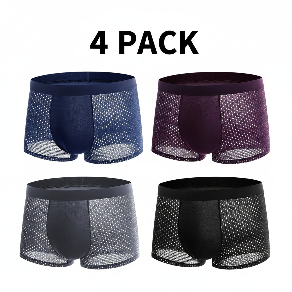 4 Pack Men’s Ice Silk Mesh Boxer Shorts | Breathable Summer Underwear