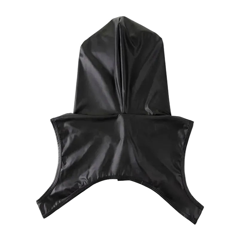Men’s Faux Leather Hooded Fitness Tank Top