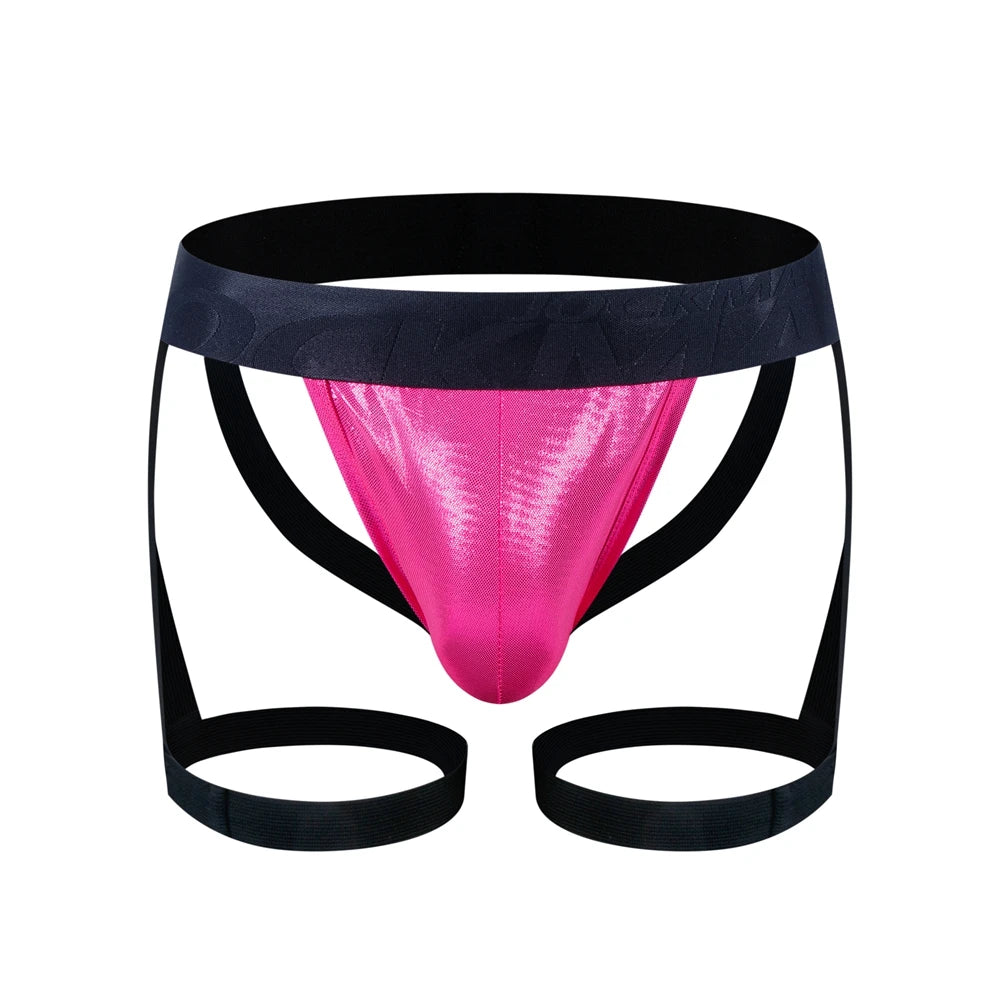 Jockmail PU Strap Support Brief – Adjustable Low‑Rise Fit with Elastic Leg Bands