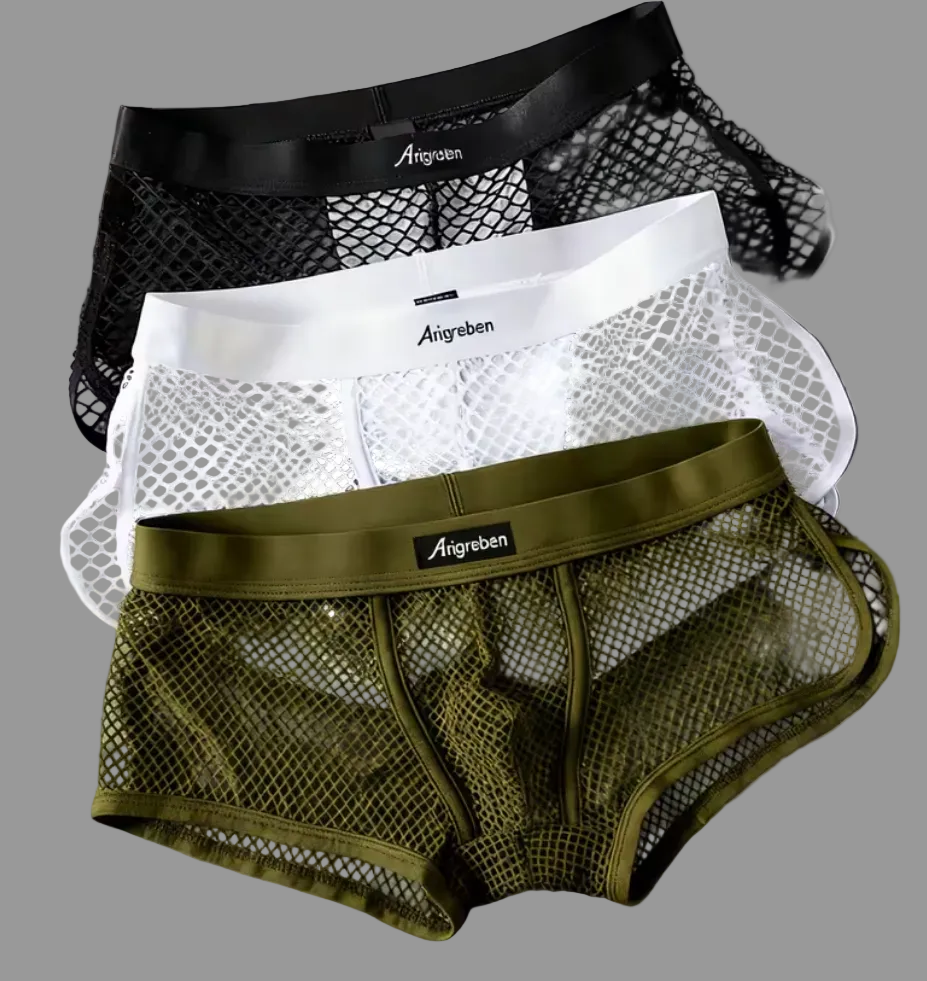 3pcs Men’s Mesh Boxer Shorts with Inner Pouch | Lightweight Breathable Party & Beach Activewear | Skinny Fit