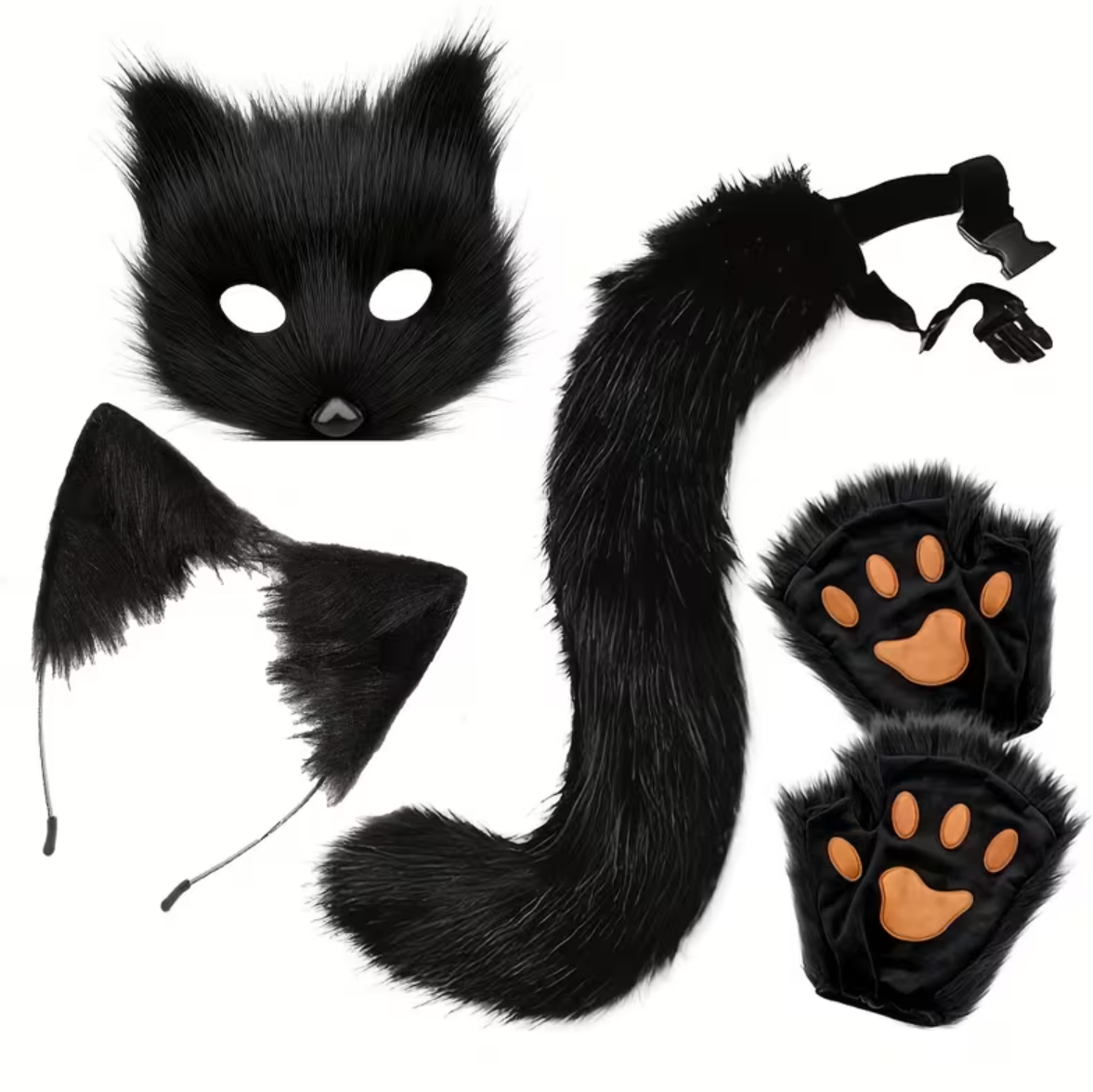 Set of Four Fox Costume Additions – Mask, Gloves, Headband & Tail