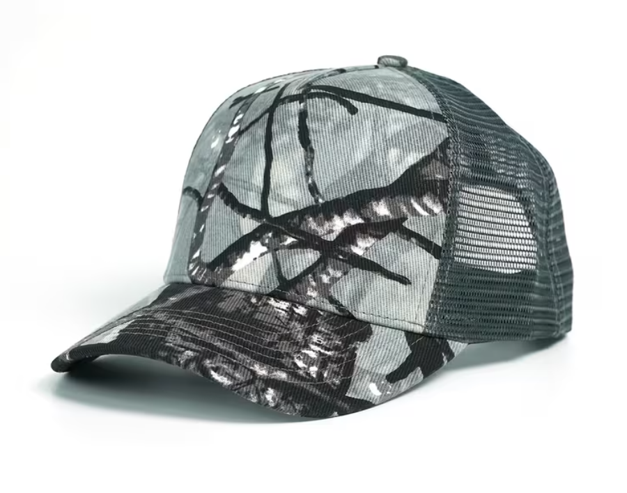 Gray Woodland Camo Adjustable Snapback Trucker Cap