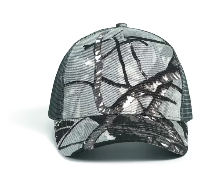 Gray Woodland Camo Adjustable Snapback Trucker Cap