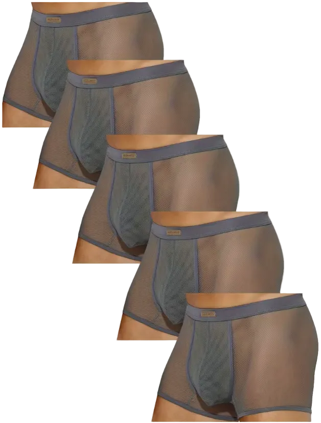Men’s Anatomic Boxer Brief 5-Pack – Breathable All-Over Mesh, Contoured Pouch, Low-Rise Stretch Trunks